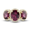 Thumbnail Image 2 of Natural Rhodolite Garnet Three-Stone Ring 1/4 ct tw Round 10K Yellow Gold