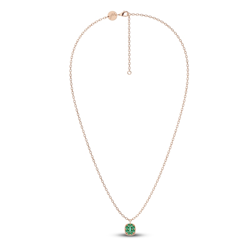 Juliette Maison Natural Emerald Pendant Necklace 10K Rose Gold