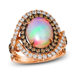 Le Vian Natural Opal Ring 1-1/2 ct tw Diamonds Round 14K Strawberry Gold