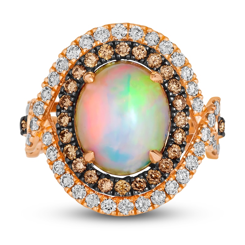 Main Image 3 of Le Vian Natural Opal Ring 1-1/2 ct tw Diamonds Round 14K Strawberry Gold