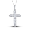 Thumbnail Image 1 of Diamond Cross Pendant Necklace 3/4 ct tw Round 14K White Gold 18&quot;