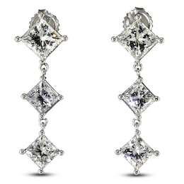 Jared Atelier Diamond Drop Earrings 6-1/5 ct tw Princess Platinum