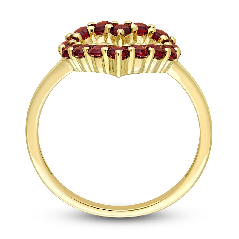 Main Image 3 of Natural Garnet Heart Ring 10K Yellow Gold