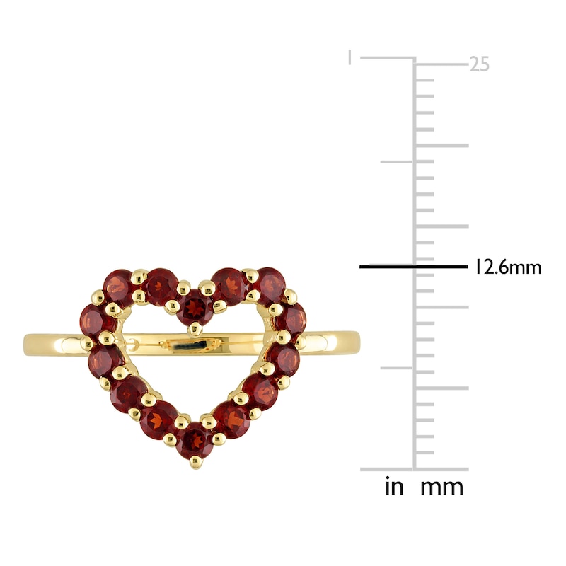 Main Image 4 of Natural Garnet Heart Ring 10K Yellow Gold