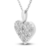 Thumbnail Image 1 of Diamond Heart Pendant Necklace 1/4 ct tw Baguette/Round 10K White Gold 18"