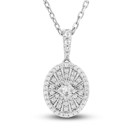 Diamond Pendant Necklace 1/4 ct tw Princess/Round 10K White Gold 18&quot;