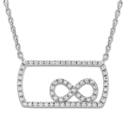 Diamond Infinity Pendant Necklace 1/5 ct tw Round Sterling Silver 18&quot;