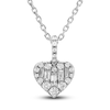 Thumbnail Image 1 of Diamond Heart Pendant Necklace 1/5 ct tw Round/Baguette Sterling Silver 18&quot;