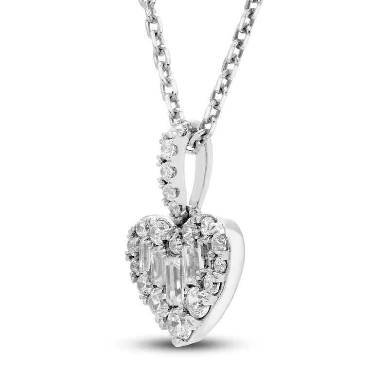 Main Image 2 of Diamond Heart Pendant Necklace 1/5 ct tw Round/Baguette Sterling Silver 18&quot;