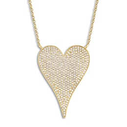 Shy Creation Diamond Heart Necklace 3/4 ct tw Round 14K Yellow Gold 18&quot; SC55002485