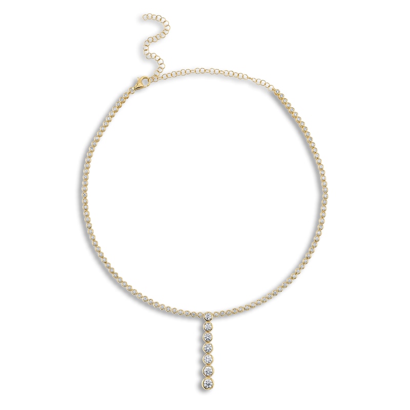 Main Image 1 of Shy Creation Diamond Lariat Necklace 4-1/6 ct tw Round 14K Yellow Gold 18&quot; SC55024077