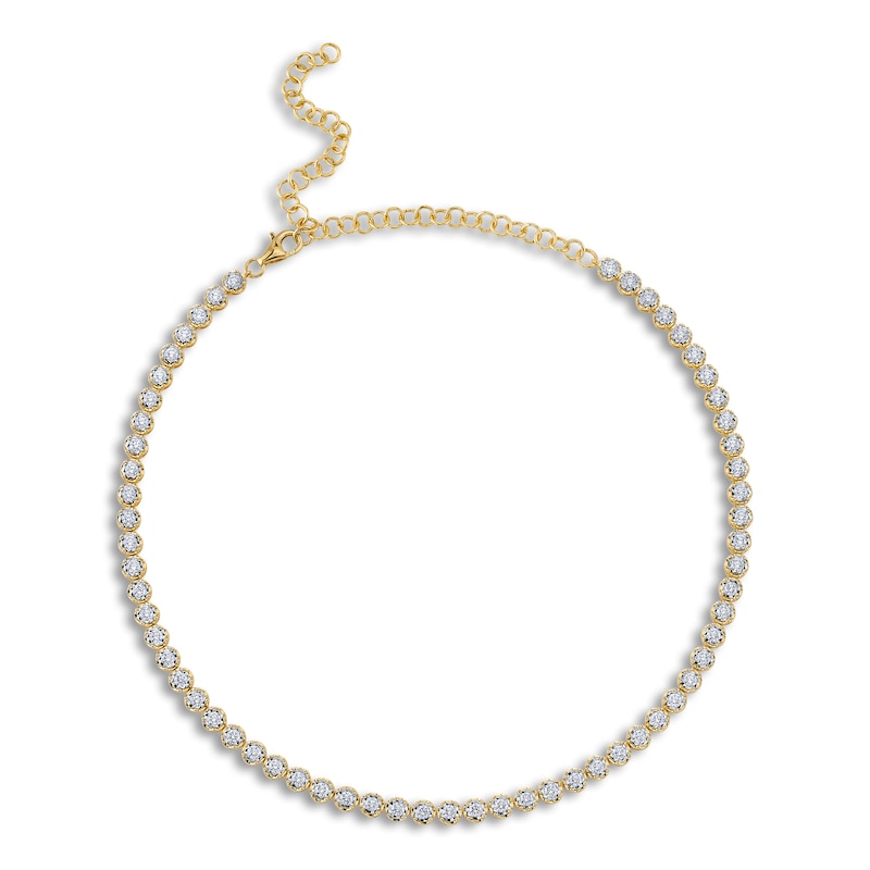 Main Image 1 of Shy Creation Diamond Tennis Necklace 4-3/4 ct tw Round 14K Yellow Gold 18&quot; SC55024327