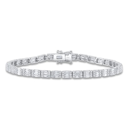 Shy Creation Diamond Tennis Bracelet 2-5/8 ct tw Round/Baguette 14K White Gold 7&quot; SC55024435