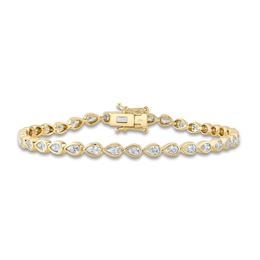 Shy Creation Diamond Tennis Bracelet 2-1/2 ct tw Pear 14K Yellow Gold 7&quot; SC55024445