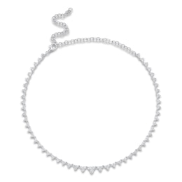 Shy Creation Diamond Tennis Necklace 3-7/8 ct tw Round 14K White Gold 18&quot; SC55023099