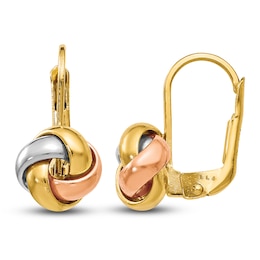 Love Knot Earrings 14K Tri-Tone Gold