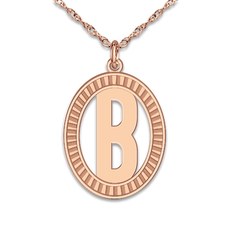 Main Image 1 of Initial Pendant Necklace Rose Gold-Plated Sterling Silver 18&quot;