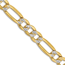 Semi-Solid Figaro Chain Necklace 14K Yellow Gold 24&quot; 3.9mm