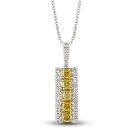 Le Vian Sunny Yellow Diamond Pendant Necklace 3/4 ct tw Round 14K White Gold 19&quot;