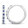 Thumbnail Image 0 of Natural Blue Sapphire Hoop Earrings 1/5 ct tw Diamonds 14K White Gold