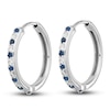 Thumbnail Image 1 of Natural Blue Sapphire Hoop Earrings 1/5 ct tw Diamonds 14K White Gold
