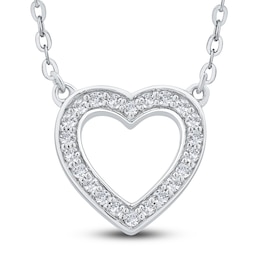 Reversible Black & White Diamond Heart Pendant Necklace 3/8 ct tw Round 14K White Gold