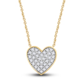 Diamond Heart Pendant Necklace 1/4 ct tw Round 14K Yellow Gold 18&quot;