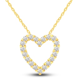 Diamond Heart Necklace 1/2 ct tw Round 14K Yellow Gold 18&quot;