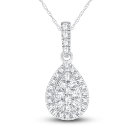 Diamond Necklace 1/4 ct tw Round 14K White Gold 19&quot;