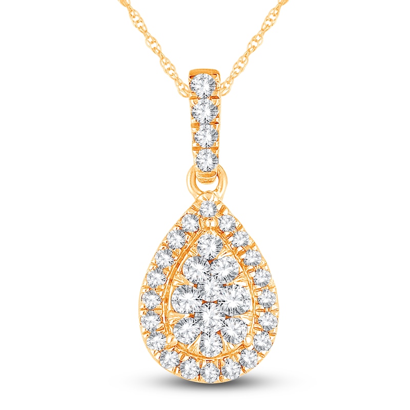 Diamond Pendant Necklace 1/4 ct tw Round 14K Yellow Gold 19"