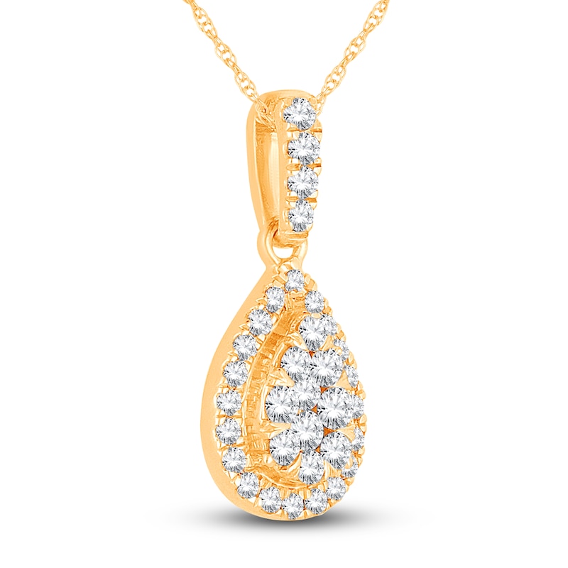 Diamond Pendant Necklace 1/4 ct tw Round 14K Yellow Gold 19"