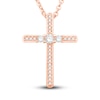 Thumbnail Image 1 of Diamond Cross Pendant Necklace 1/3 ct tw Round 14K Rose Gold 18&quot;