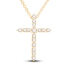 Thumbnail Image 1 of Diamond Cross Pendant Necklace 3/8 ct tw Round 14K Yellow Gold 18&quot;