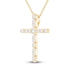 Thumbnail Image 3 of Diamond Cross Pendant Necklace 3/8 ct tw Round 14K Yellow Gold 18&quot;