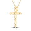 Thumbnail Image 4 of Diamond Cross Pendant Necklace 3/8 ct tw Round 14K Yellow Gold 18&quot;