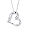 Thumbnail Image 1 of Diamond Heart Pendant Necklace 1/6 ct tw Round 14K White Gold 18&quot;