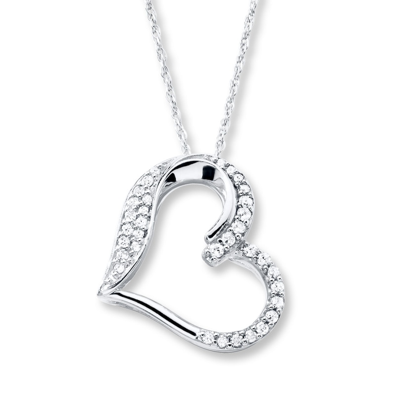 Main Image 1 of Diamond Heart Pendant Necklace 1/6 ct tw Round 14K White Gold 18&quot;