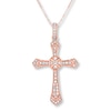 Thumbnail Image 1 of Diamond Cross Necklace 1/4 ct tw Round 14K Rose Gold