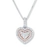 Thumbnail Image 0 of Diamond Heart Necklace 1/4 ct tw Round 14K Two-Tone Gold 18"