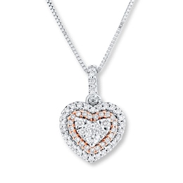 Diamond Heart Necklace 1/4 ct tw Round 14K Two-Tone Gold 18&quot;