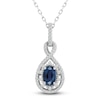 Thumbnail Image 0 of Natural Blue Sapphire Pendant Necklace 1/5 ct tw Diamonds 14K White Gold