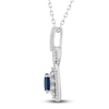 Thumbnail Image 1 of Natural Blue Sapphire Pendant Necklace 1/5 ct tw Diamonds 14K White Gold