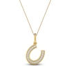 Thumbnail Image 1 of Diamond Horseshoe Pendant Necklace 1/10 ct tw Round 14K Yellow Gold 18&quot;