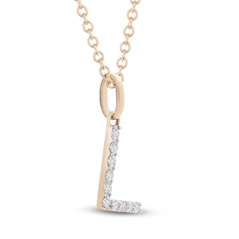 Main Image 2 of Diamond Letter L Necklace 1/10 ct tw Round 14K Yellow Gold 18&quot;