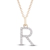 Thumbnail Image 0 of Diamond Letter R Necklace 1/10 ct tw Round 14K Yellow Gold 18"