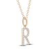 Thumbnail Image 1 of Diamond Letter R Necklace 1/10 ct tw Round 14K Yellow Gold 18"