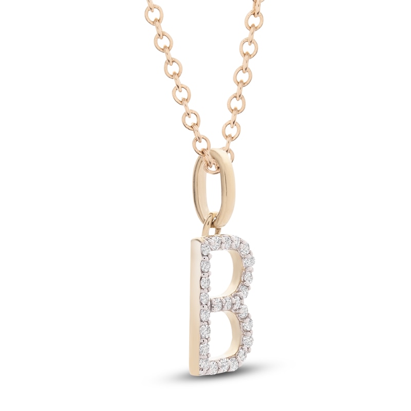 Diamond Letter B Necklace 1/10 ct tw Round 14K Yellow Gold 18"