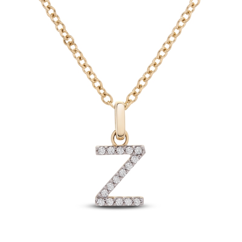 Main Image 1 of Diamond Letter Z Necklace 1/10 ct tw Round 14K Yellow Gold 18&quot;