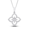 Thumbnail Image 1 of Diamond Flower Pendant Necklace 1/4 ct tw Round 14K White Gold 18&quot;