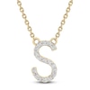 Thumbnail Image 1 of Diamond Letter S Necklace 1/10 ct tw Round 14K Yellow Gold 18&quot;